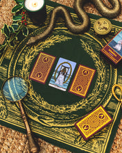 Load image into Gallery viewer, The Somnia Tarot Spread Cloth - "The World" - 100% Cotton - 21.5 x 21.5 inches