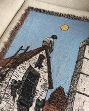 Load image into Gallery viewer, Woven Throw Blanket - “Above Perugian Rooftops” (The Fool/The Moon) - 37 x 52 inches