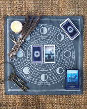 Load image into Gallery viewer, The Somnia Tarot Spread Cloth - "The Moon" - Black or Gray