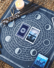 Load image into Gallery viewer, The Somnia Tarot Spread Cloth - "The Moon" - Black or Gray