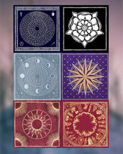 Load image into Gallery viewer, The Somnia Tarot Spread Cloth - Suite of Six - 100% Cotton - 21.5 x 21.5 inches