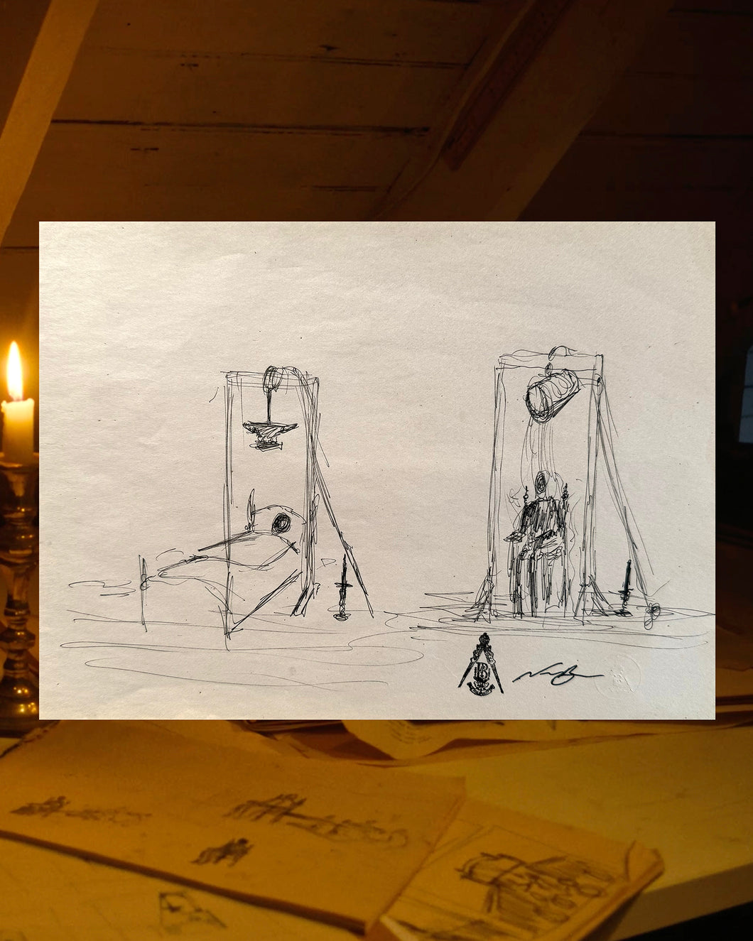 ~The Somnia Tarot - 'Attesa' / 'The Weight' Dream Journal Sketch - Somnia Artifacts